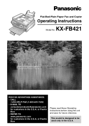 Panasonic KXFB421 Operating Instructions