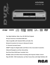 RCA HDV5000 Spec Sheet - HDV5000