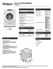 Whirlpool WFW5620HW Specification Sheet