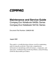 HP Evo n400c Compaq Evo N400c and N410c Notebook PCs - Maintenance and Service Guide