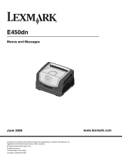 Lexmark E450DN Menus and Messages