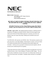 NEC NP-VE303 Launch Press Release