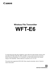 Canon Wireless Transmitter WFT-E6A Instruction Manual
