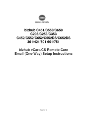 Konica Minolta bizhub C451 Email Setup Instructions