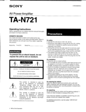 Sony TA-N721 Users Guide