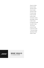 Bose Solo 5 TV Sound English Owners Guide