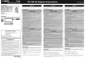 Yamaha PA-700 PA-700 AC Adaptor Instructions [English]