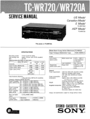 Sony TC-WR720A Service Manual