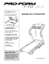 ProForm 710 Zlt Treadmill French Manual