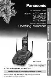 Panasonic KXTG2563W KXTG2563B User Guide