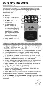 Behringer EM600 Manual