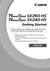 Canon PowerShot SX260 HS PowerShot SX260 HS / SX240 HS Getting Started