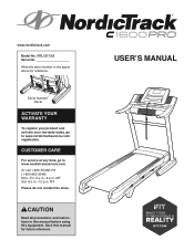 NordicTrack C1600 Pro Treadmill English Manual