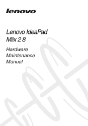 Lenovo Miix 2 8 Hardware Maintenance Manual - Lenovo Miix 2 8