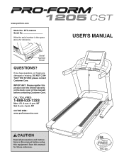 ProForm 1205 Cst Treadmill English Manual