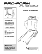 ProForm X 820 Treadmill Uk Manual