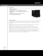 Sony KDL-22BX300 Marketing Specifications