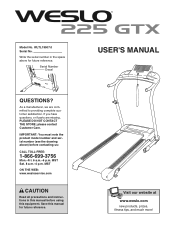 Weslo 225 Gtx Treadmill English Manual