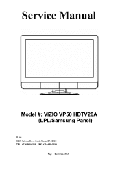 Vizio VP50 HDTV20A Service Manual