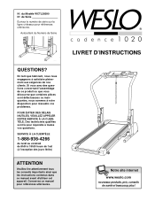 Weslo Cadence 1020 Treadmill Canadian French Manual