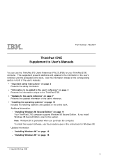 Lenovo ThinkPad 570E TP 570E - User's Reference Supplement Guide