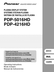 Pioneer PDP-5016HD Owner's Manual
