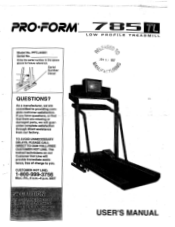 ProForm 785tl Treadmill English Manual
