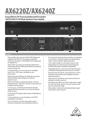 Behringer EUROCOM AX6220Z Specifications Sheet