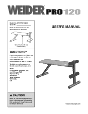 Weider Pro 120 Bench Uk Manual