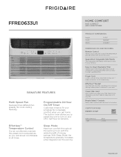 Frigidaire FFRE0633U1 Product Specifications Sheet