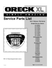 Oreck XL21-700EC Parts List