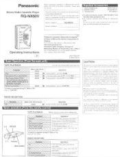 Panasonic RQNX60V RQNX60V User Guide