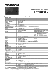 Panasonic TH-43LFE8U Spec Sheet