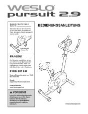 Weslo Pursuit 2.9 Bike German Manual