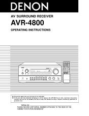 Denon AVR-4800 Owners Manual