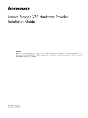 Lenovo Storage E1012 (English) Lenovo Storage VSS Hardware Provider Installation Guide - Lenovo Storage S3200, S2200