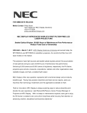 NEC NP-PA803UL Launch Press Release