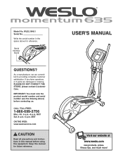 Weslo Momentum 635 Elliptical English Manual