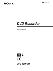 Sony DVO1000MD User Manual (Instructions For Use)