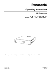 Panasonic AJHDP2000 AJHDP2000 User Guide