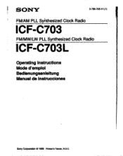 Sony ICF-C703 Operating Instructions  (primary manual)