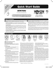 Tripp Lite AVR750U Quick Start Guide for AVR750U UPS System 933174