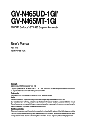 Gigabyte GV-N465UD-1GI Manual