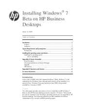 HP dx7510 Installing Windows 7 Beta on HP Business Desktops