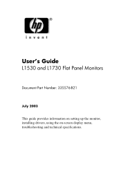 HP L1530 User's Guide L1530 and L1730 Flat Panel Monitors