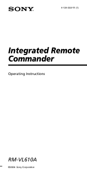 Sony RM-VL610A Operating Instructions (RM-VL610A Remote Commander®)