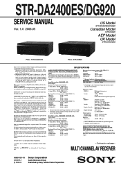Sony STR DA2400ES Service Manual