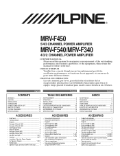 Alpine MRV-F340 User Manual