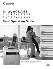 Canon D1180 imageCLASS D1180/D1170/D1150/D1120 Basic Operation Guide