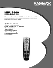 Magnavox MRU2500 Product Spec Sheet